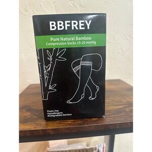 BBFREY Pure Natural Bamboo Compression Socks 15-20 mmHg Size S/M Black Navy